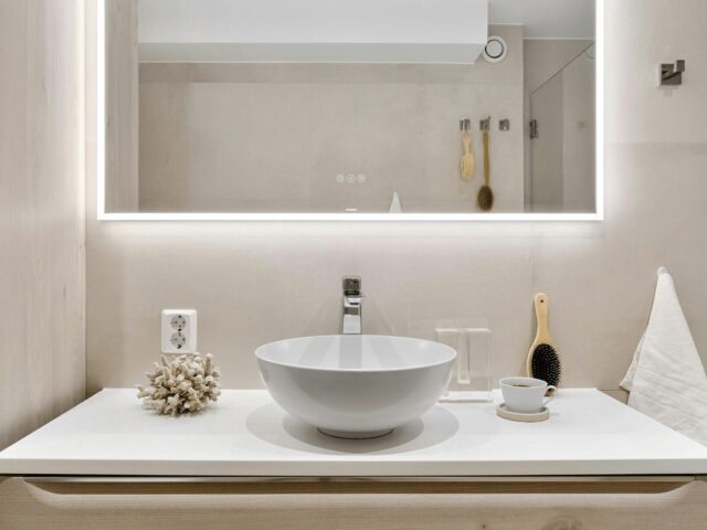 Custom backlit LED bathroom mirror installed in Cape Town